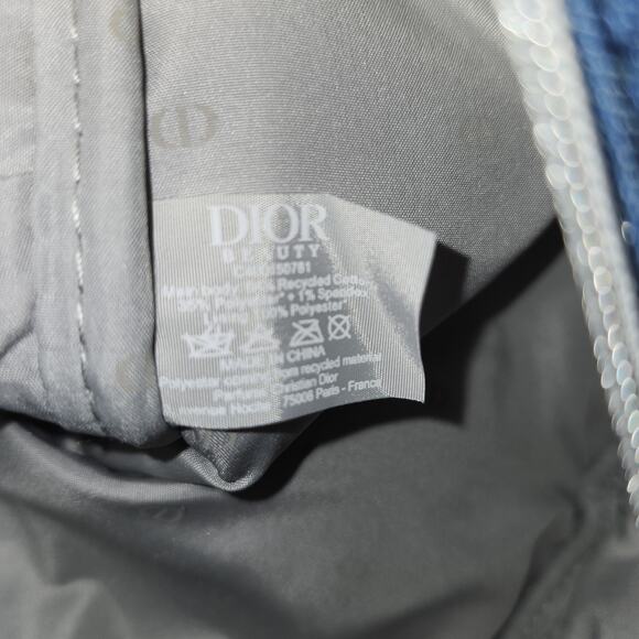 CHRISTIAN DIOR Beauty Denim Cosmetic Pouch Bag Limited Edition New Without Box - Picture 5 of 6